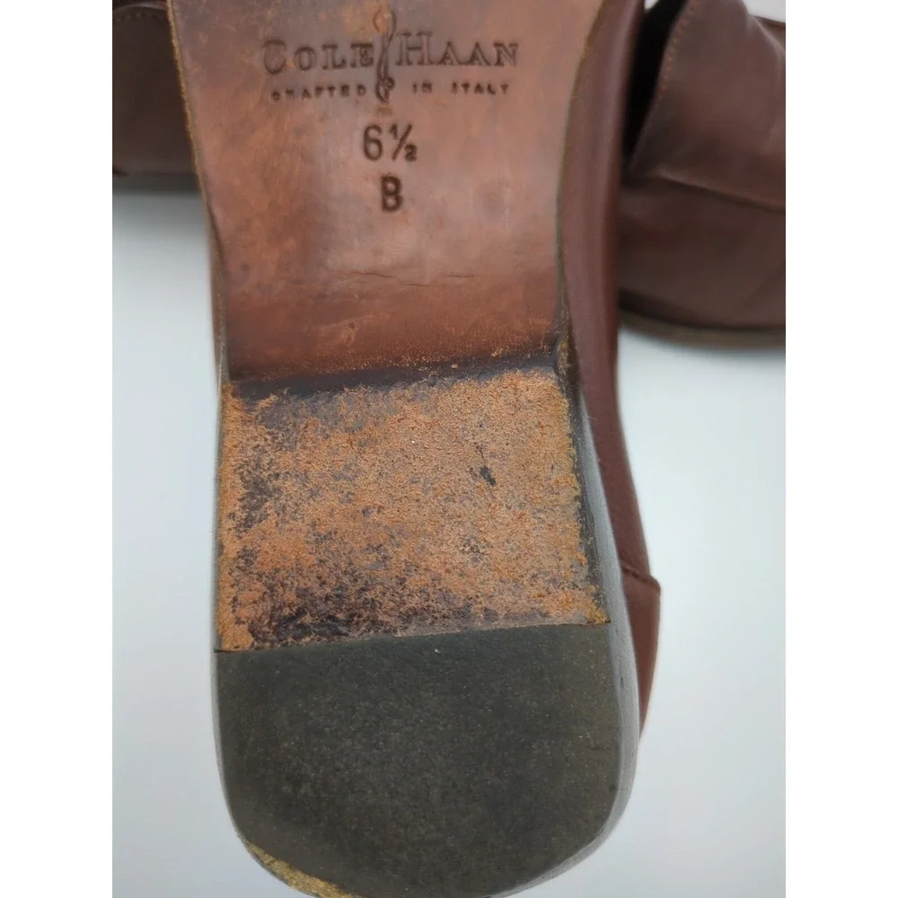 Cole Haan City Low Heel Loafers Italy Womens Size 6.5 B Brown Leather F9385‎